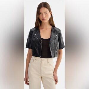 Lamarque Black Leather Cropped Jacket